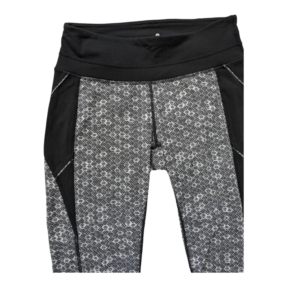 Athleta Honeycomb Connect Crop Leggings Gym Active black grey